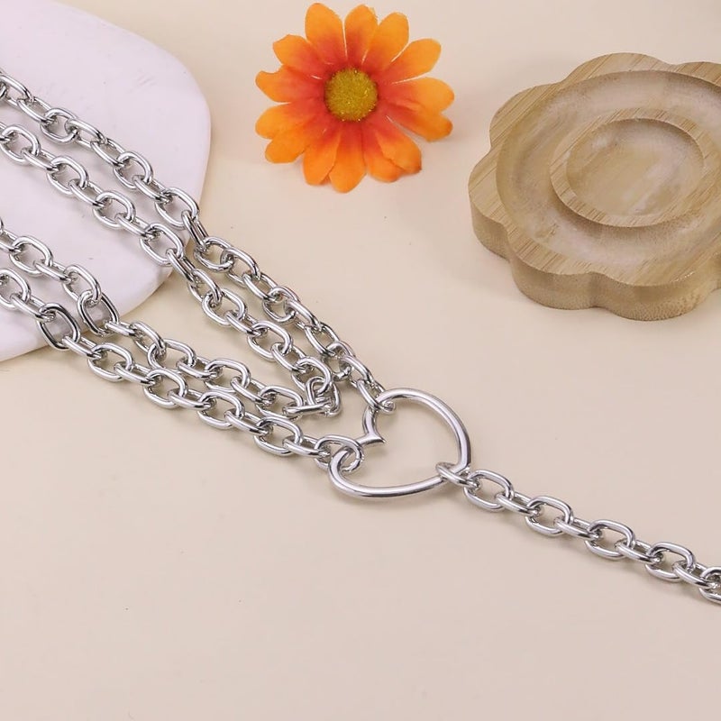 ANGLEQUEEN Chunky Silver Necklaces for Women Silver Layered Pirate Necklaces Punk 8090s Hip Hop Cuban Link Chain Necklace Layered Choker Necklace Pirate Prom Jewelry Freaknik Outfit Accessories - Image 5